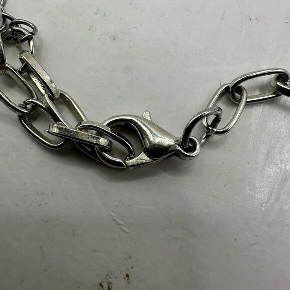 Silver & Pearl Beaded Necklace With Rhinestone Tassel Pendant & Lobster Clasp - Picture 4 of 5